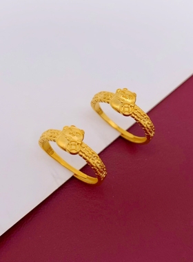 2024沙金女士开口可调大小招财猫镀黄金色戒指仿真饰品久不褪色