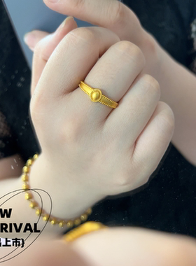 新款铜合金沙金女士戒指