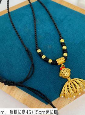 黄铜镀金沙金女锦鲤项链不掉色