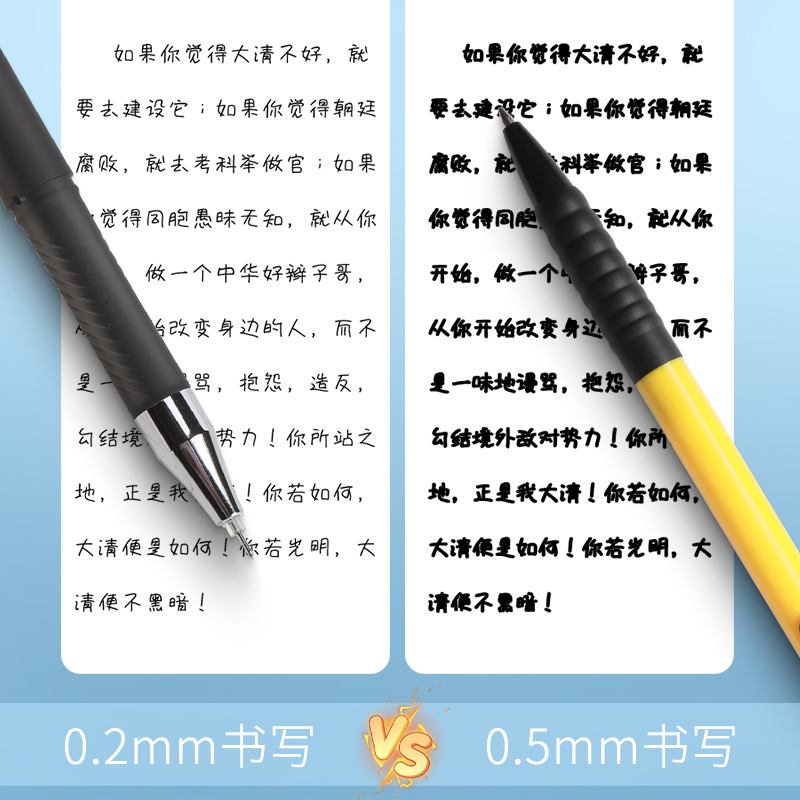 晨光0.2mm极细中性笔学生用超细针管黑笔细头细笔红色特细水笔红笔财务记账会计专用细笔芯碳素笔水性签字笔 - 图2