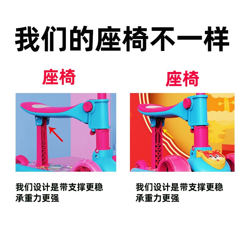 儿童款1-3-6-12岁男孩安装滑滑板车 小酷狗滑板车