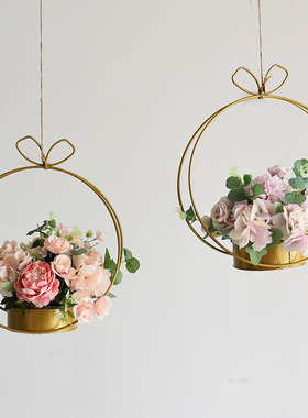 花篮花架金属镀金几何插花花艺