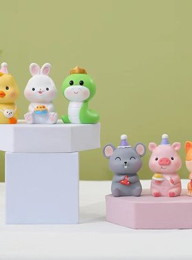 车载可爱小公仔十二生肖树脂摆件