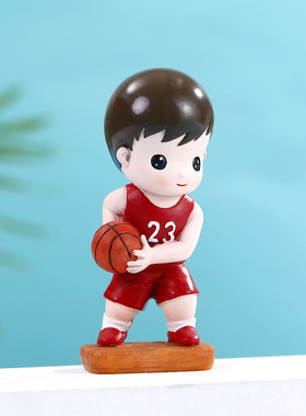 篮球运动员公仔男孩生日蛋糕摆件手工工艺品礼品灯饰装饰桌面摆件