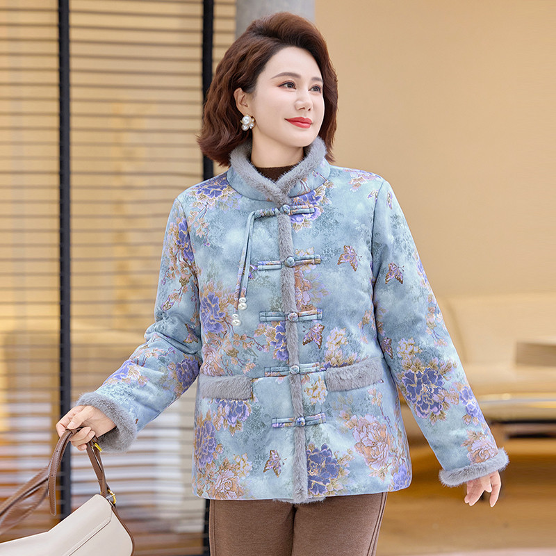 新中式妈妈冬装加绒外套洋气国风棉衣中老年女装保暖棉袄加厚棉服,淘宝优惠券,粉丝福利购,淘宝优惠卷