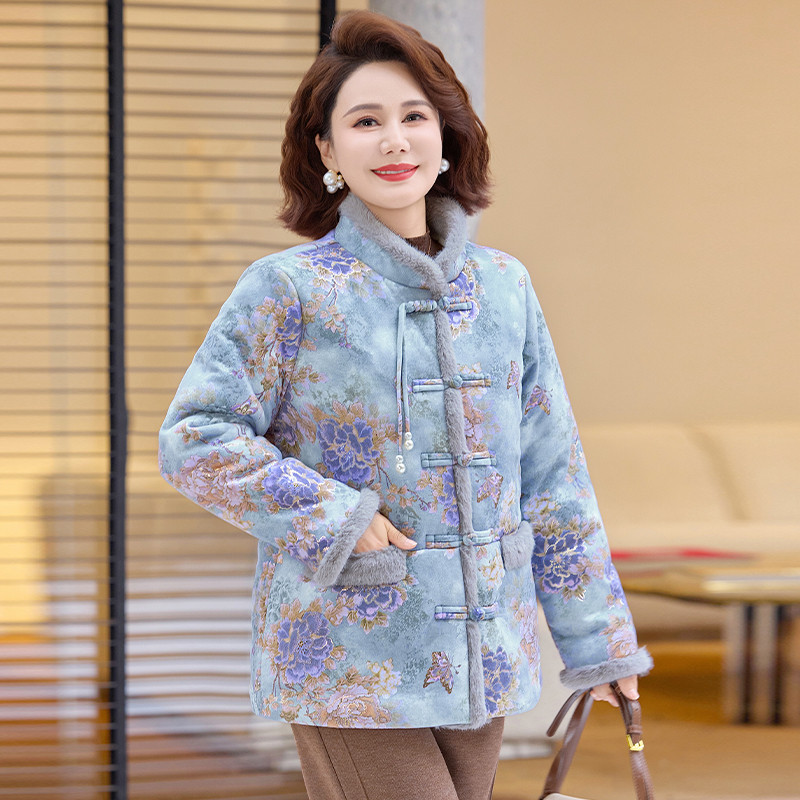 新中式妈妈冬装加绒外套洋气国风棉衣中老年女装保暖棉袄加厚棉服,淘宝优惠券,粉丝福利购,淘宝优惠卷