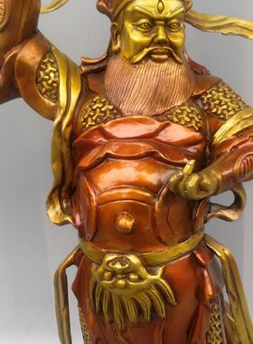 纯铜王灵官神像摆件 王天君威灵显化天尊护法铜像 雷神灵官爷大号