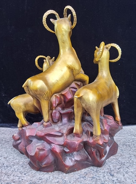 纯铜三阳开泰铜器工艺品摆件