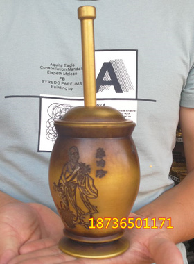包邮铜捣药罐研钵药缸中药药具纯铜捣药罐捣药盅大号捣蒜器