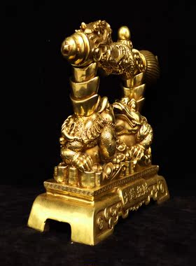 毛笔纯铜一笔发财龙笔文昌笔摆件居家玄关客厅办公室装饰金蝉龙笔