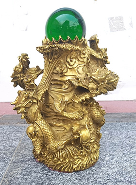 纯铜摆件盘龙柱客厅办公室工艺品