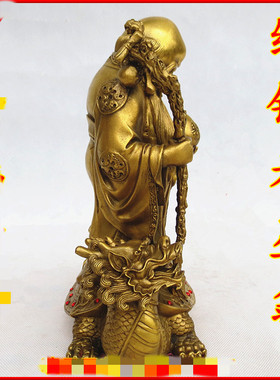 纯铜寿星站龙龟铜像寿星骑鹿福禄寿星公南极仙翁鹿鹤摆件祝寿