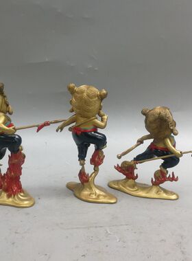 哪吒降妖除魔黄铜儿童房装饰品