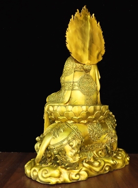 纯铜地藏王菩萨佛像九华山地藏菩萨坐谛听铜像家用客厅供奉摆件