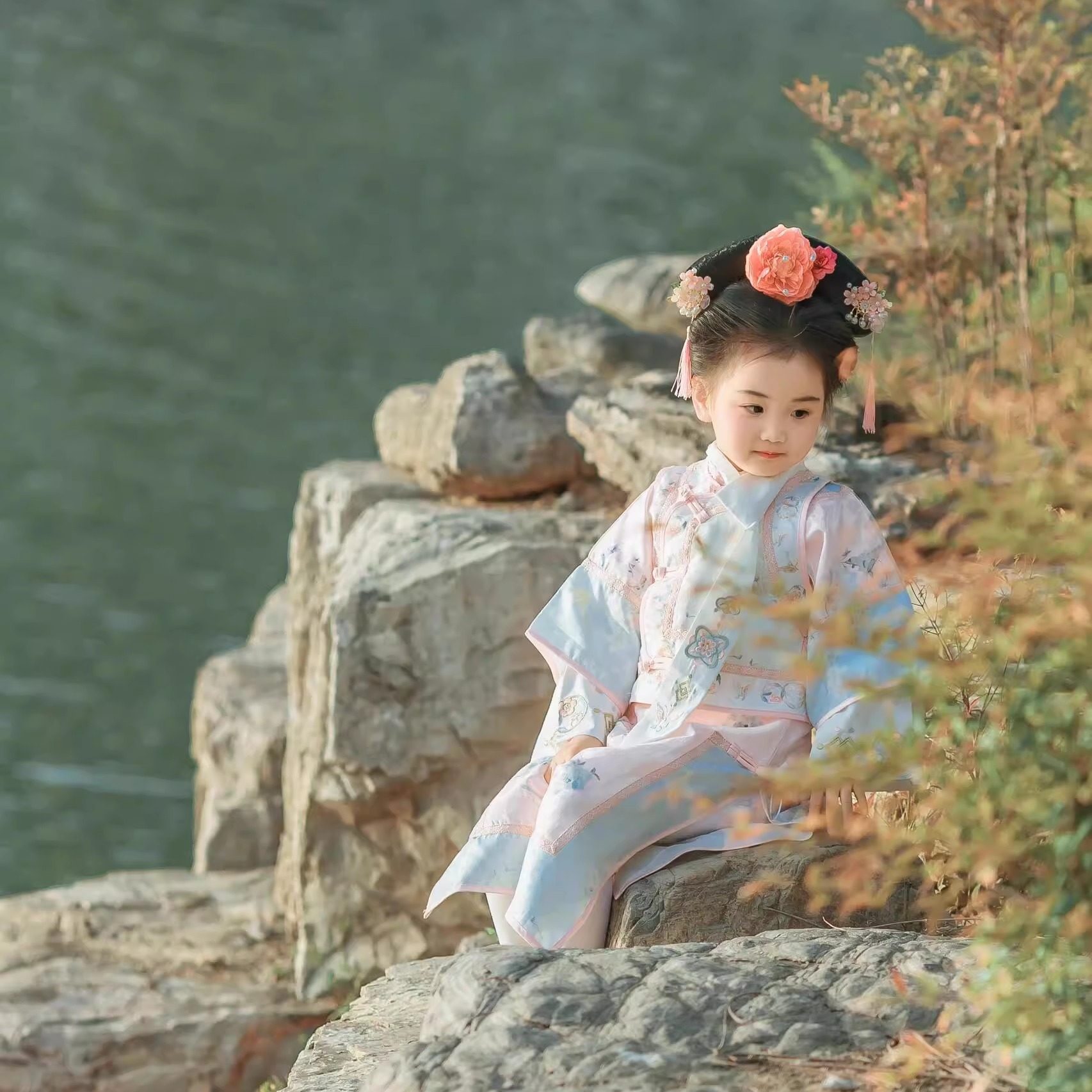 女童汉服宫廷风格格服儿童清朝古装女宝旗袍马甲套装北京故宫旅拍,淘宝优惠券,粉丝福利购,淘宝优惠卷