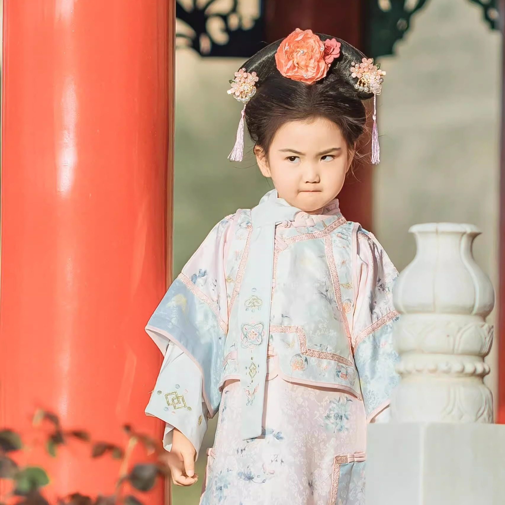 女童汉服宫廷风格格服儿童清朝古装女宝旗袍马甲套装北京故宫旅拍,淘宝优惠券,粉丝福利购,淘宝优惠卷