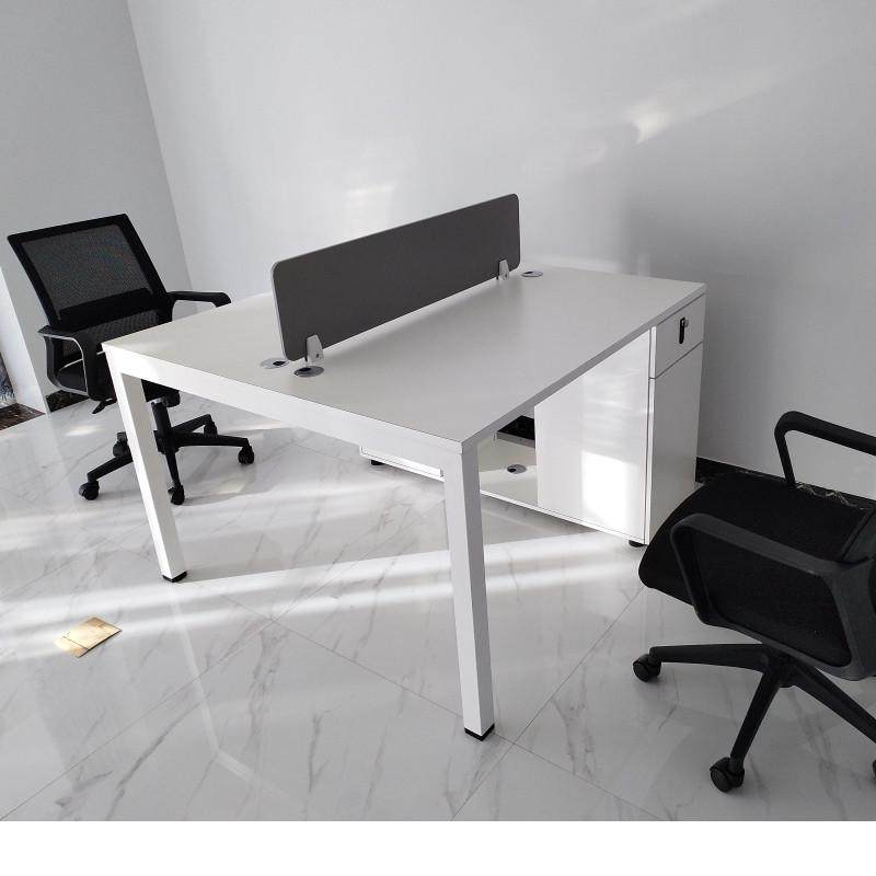 员工办公桌简约现代白色面对面4人位6四人职员卡座办公室桌椅组