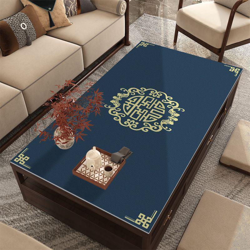 免洗防烫皮革茶几垫防水新中式餐桌垫批发pcv桌布居家餐桌垫 - 图2