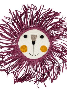 ins北欧手工编织挂饰狮子造型家居墙壁卡通儿童房童装店道具