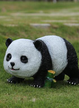 户外仿真动物卡通熊猫树脂室外创意公园草坪庭院景观装饰精致摆件