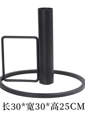 装饰品现代金属黑色创意孪生花插烛台摆件样板间客厅玄关桌面极简