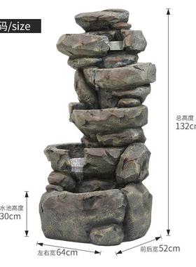 仿石头假山流水生财装饰品摆件户外花园庭院循环水池阳台景观喷泉