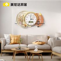 Dining room Atmospheric clock hanging bell Living room 2023 new sofa Background wall Clock hanging painting wall lamp Xuanguan Decorative Painting