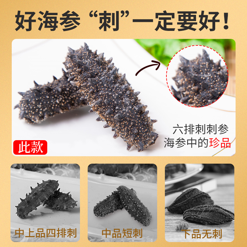 康悦堂旗舰店康悦堂大连淡干海参干货六排刺50g特价辽参礼盒海生非500即食鲜活1