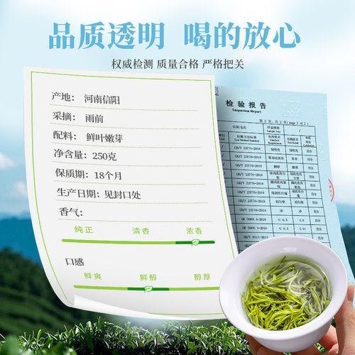 绿茶信阳毛尖2026新茶雨前嫩芽春茶浓香耐泡正宗高山茶叶500克罐 - 图0