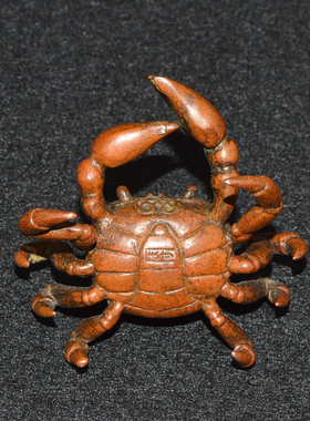纯铜螃蟹横财摆件书桌工艺品
