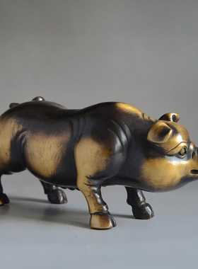 全铜仿古风生肖猪博物架工艺品