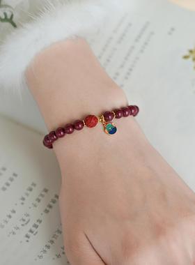 QIANTAO「绾宁」天然朱砂紫金砂生肖吊坠手串好运手链本命年礼物