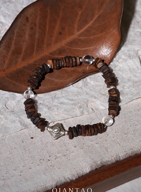 QIANTAO「沐尘」天然种植芽庄奇楠沉香925银饰手串助眠静心礼物