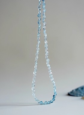 QIANTAO「风铃」原创稳定情绪天然渐变海蓝宝项链女生锁骨链礼物