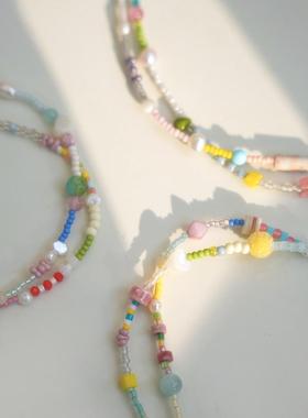 Qiantao「缤纷」原创进口珠天然珍珠多巴胺彩色项链女生礼物小众