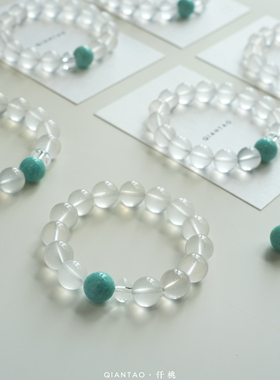 QIANTAO「风屿林」原创天然奶油白水晶天河石好运手串女生礼物