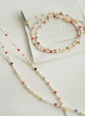 QIANTAO「花海」原创油画米珠天然淡水珍珠锆石项链女锁骨链礼物