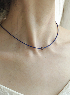 QIANTAO「青黛」原创国风新中式青金石转运纯银文艺项链女锁骨链