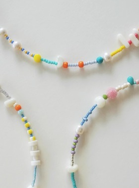 Qiantao「缤纷二」原创进口珠天然珍珠多巴胺彩色项链女礼物小众