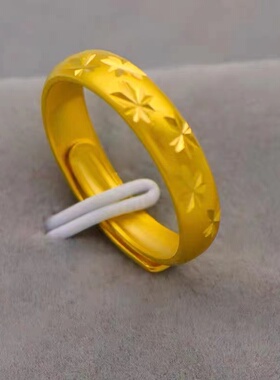 古法仿金沙金色泥鳅背活口对戒