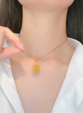 织梦金色圆环灵动水滴项链