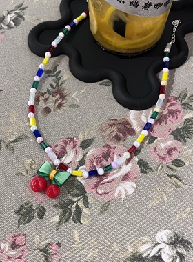 可爱小樱桃彩色水晶珍珠串珠
