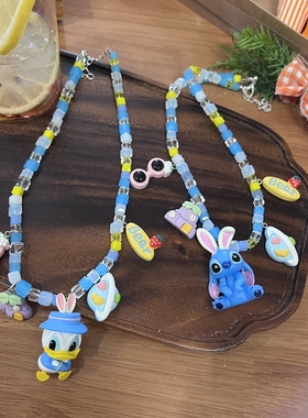 变装蓝色唐老鸭史迪仔兔子项链