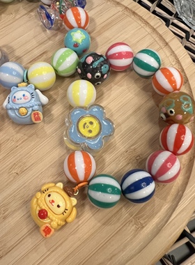 可爱南瓜珠彩色串珠手环饰品女