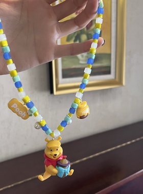 珠维尼熊噗噗蜜罐女生项链