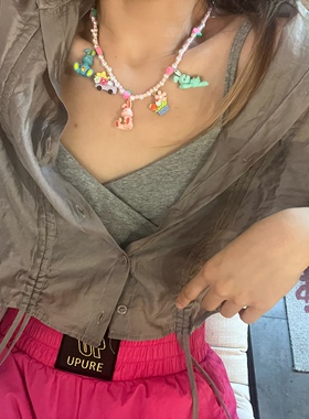 小熊少女心项链颈链锁骨链森系