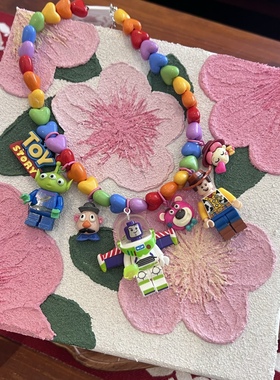 日韩少女彩色积木巴斯光年项链