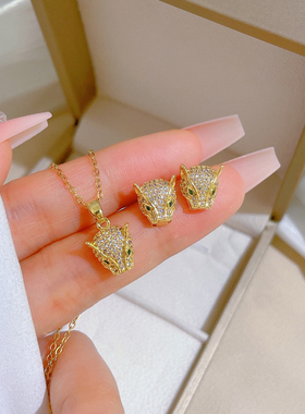 【钛钢】1项链耳环套装轻奢满钻防掉色防过敏气质宴会新款组合