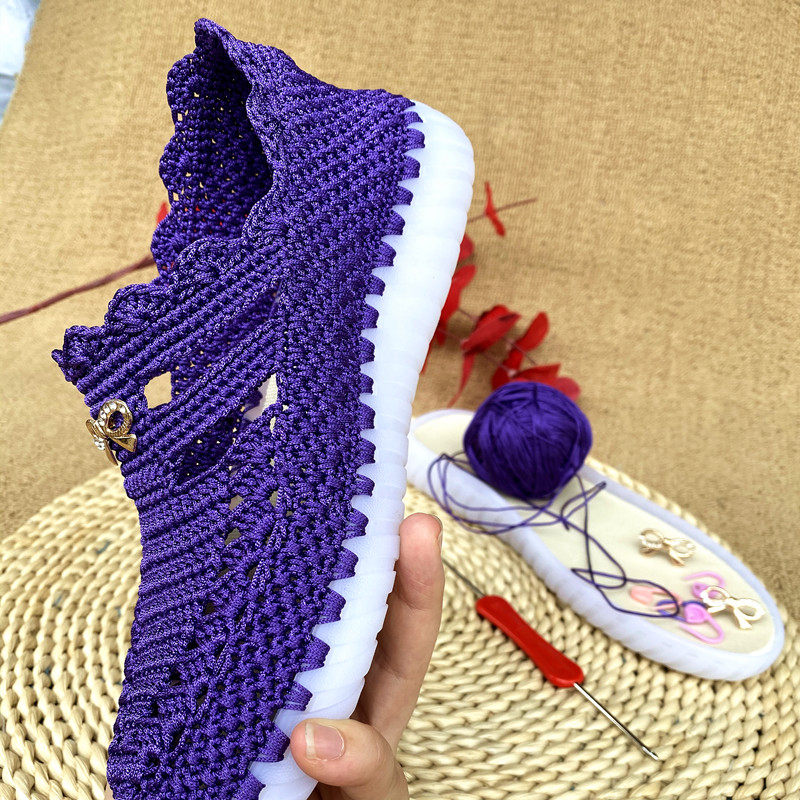 夏凉空心线纯手工勾编牛筋底豆豆休闲鞋男女款浅口鞋材料包非成品,淘宝优惠券,粉丝福利购,淘宝优惠卷