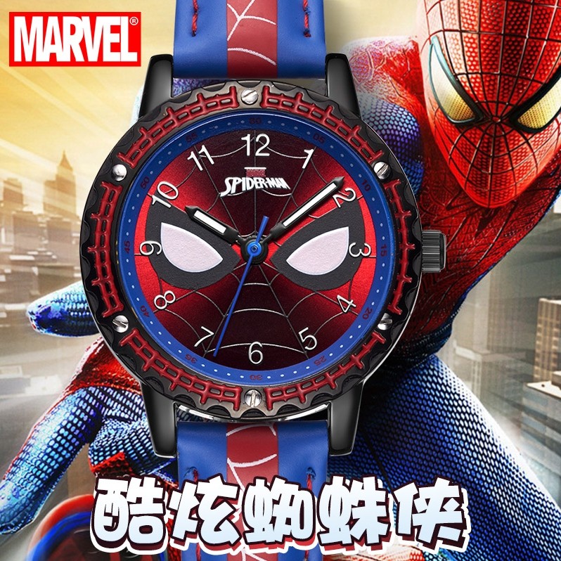 迪士尼蜘蛛侠男生男童指针防水手表 购酷手表欧美腕表